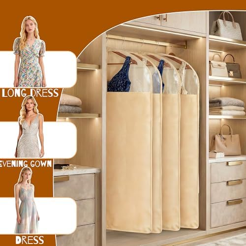 4 Pack 24 x 60 Inches Cotton Garment Bags for Hanging Clothes - Image 5