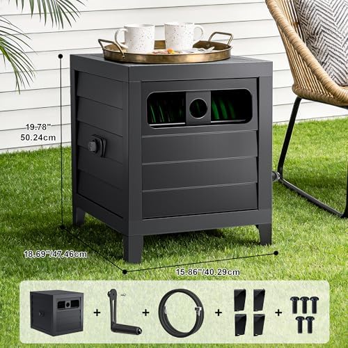 Metal Garden Hose Reel Box, Heavy Duty 150Ft 5/8" Large Capacity Hose Storage Deck Box with Hose Guide, 6Ft Leader Hose, Leak-Proof Aluminum Water Connection, Manual Crank Handle (Dark Brown) - Image 6
