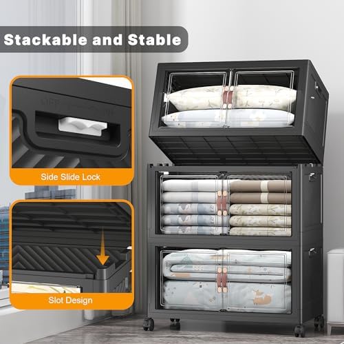 UAMFURI 504QT Lockable Plastic Storage Bins, 3 Pack Collapsible Cabinets - Image 3