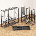 Umeiga Heavy Duty Portable Closet with Cover 1200Ibs Foldable Covered Clothes Rack for Hanging Armoire Wardrobe Closet System Freestanding Coat Storage Garment Racks (168cm/66in Gray) by Umeiga