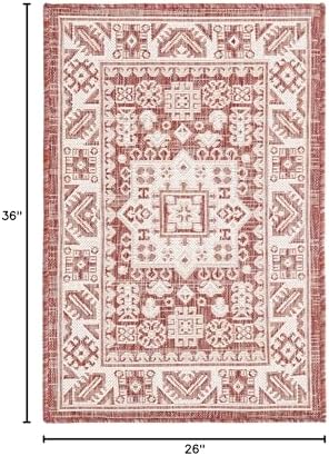 Rugs.com - Outdoor Aztec Rug – 2' x 3' 1 Rust Red Indoor/Outdoor Rug – Easy-Clean Flatweave for Patio, Porch, and Entryway - Image 2