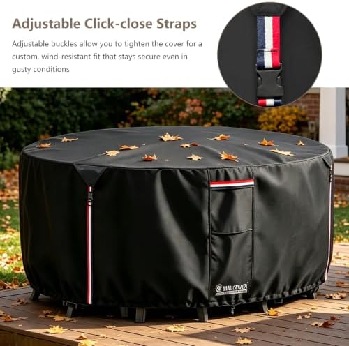 84 Inch Round Patio Table Cover, 600D Heavy Duty Waterproof Outdoor Furniture Cover — Fits Round Patio Table for Patio Furniture 84"Dia x 28"H, All Weather Protection, Black - Image 4