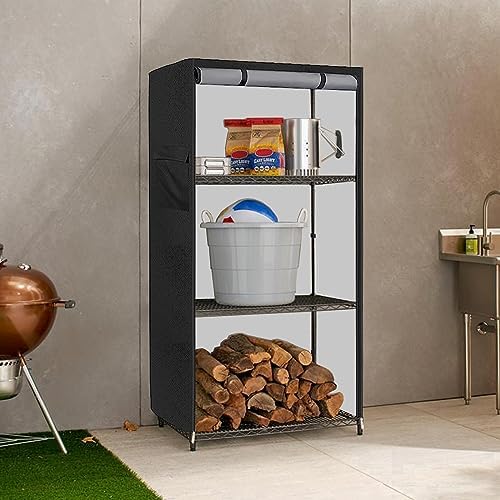 Storage Shelf Cover, Waterproof Dustproof Shelving Unit Cover, Fits 42" W x 18" D x 72" H Shelf, Display Rack Protector with Zipper, Black - Image 5
