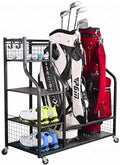 SNAIL Golf Bag Garage Storage Organizer Extra Large Size Golf Bag Rack Stand Holder Fits 2 Golf Bags and Other Golfing Equipment Accessories, Metal Black Golf Club Storage for Garage Shed and Basement by SNAIL