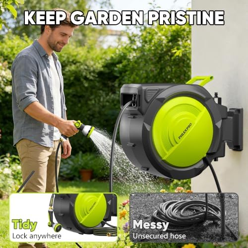 75 FT 5/8" Retractable Garden Hose Reel, Wall Mount - Image 3