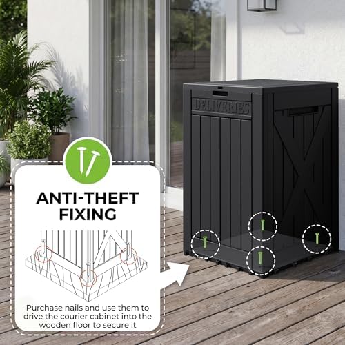 Greesum 52 Gallon Extra Large Deck Box with Lock, Dark Black - Image 5