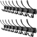 Coat Rack Wall Mount with 8 Tri Hooks – 24 Inch Stainless Steel Coat Hook Rack, Heavy Duty Wall Mounted Organizer for Coats, Hats, Towels, Robes, Bags, Scarves, Entryway, Bathroom - Black 2 Pack by SAYONEYES