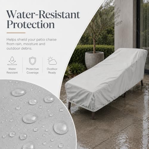Treasure Garden Small Chaise Lounge Cover, Heavy Duty 300D Polyester Patio Chaise Cover, Water Resistant, UPF50+ UV Protection, 4 Ties, Elastic Hem, Spring Cinch Lock, Storage Bag, 32"W x 80"D x 42"H - Image 3