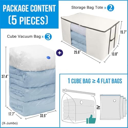 Vacuum Storage Bags, Cube Space Saver Bags, Bedding Space Saving Organizer - Image 6