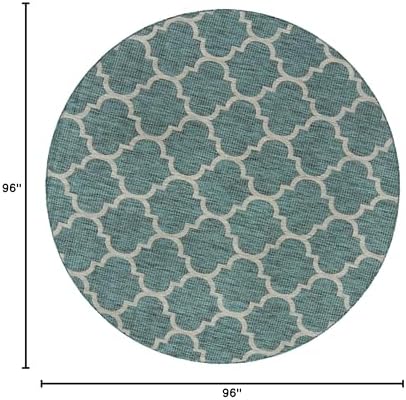 Unique Loom Outdoor Trellis Collection Area Rug (8' Round, Teal/ Gray) - Image 2