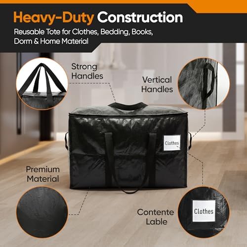 HOLDN’ STORAGE 10 Pack Large Moving Bags, 45-Gal Heavy-Duty Storage Totes - Image 4