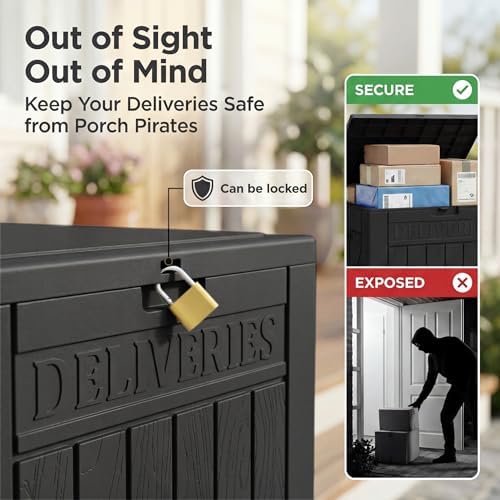 Greesum 52 Gallon Extra Large Deck Box with Lock, Dark Black - Image 2