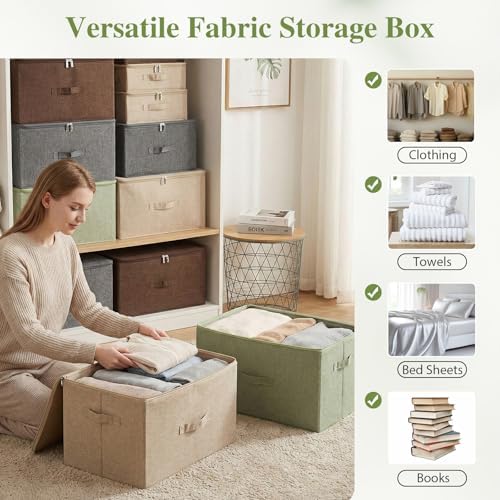ANMINY Fabric Storage Bins with Zipper Lids, 20"x15"x12", Green, 1 PCS - Image 7