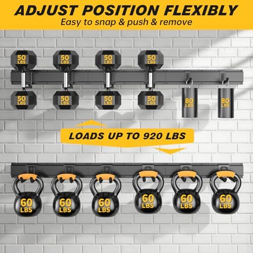 99 Inches Garage Storage, UUP Garage Organization, Wall Mount Garden Tool Organizer, Max 1000lbs Adjustable Metal Hook, Yard Shed Hanging Utility Rack, Heavy Duty Shelving for Rake Broom Mop Snowboard - Image 3