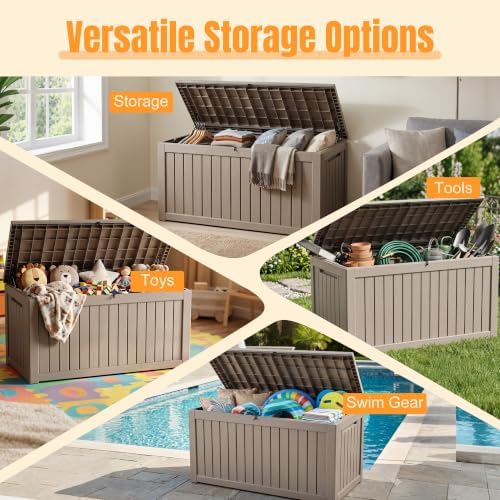 Outdoor Storage Box,Resin Deck Box with Support Rod - Image 5