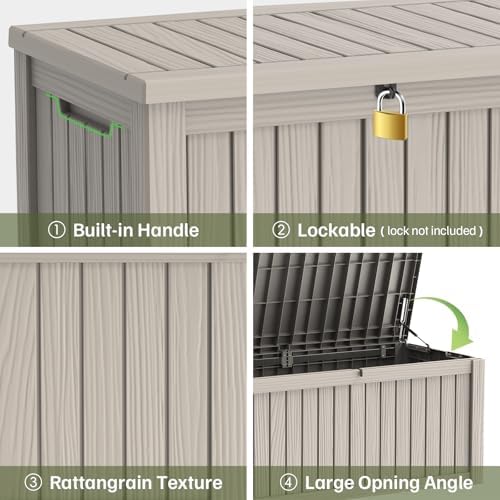 Outdoor Large Storage Cabinet Deck box, 150 Gallons Waterproof Heavy Duty Deck Box, Lockable Patio Storage box for Garden Tools, Lawn Mower, Bike, Trash Cans, Pool Supplies - Image 4
