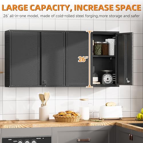 Garage Wall Cabinet with 2 Doors, Metal Wall Cabinet with Lock - Image 5