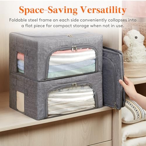 Lifewit 6 Pack Clothes Storage Bins with Metal Frame, Stackable Storage Box - Image 6