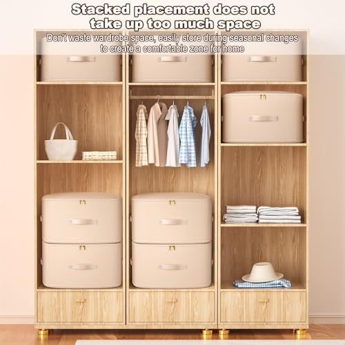 Ultra Space Saving Self Compression Organizer, Portable Space Saver Storage Packing Bags, Blanket & Quilt Compression Storage Bag for Comforters, Blankets, Bedding (Almond) - Image 7