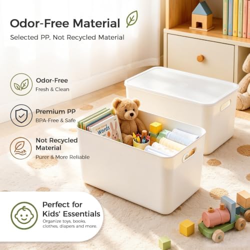Citylife 24QT Plastic Storage Bins with Lids White Box with Handles, 4-Pack - Image 4