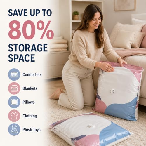 No Pump Vacuum Storage Bags, 3D Large Capacity Compression Bags for Storage, Space Saver Bags for Comforters, Blankets, Bedding and Clothes - Image 3