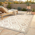 Fab Habitat Boho Vintage Tribal Outdoor Rug - Waterproof, Crease-Free Fade Resistant, Reversible - Recycled Plastic - Patio Porch Balcony Deck Yard Garden - Lhasa Mocha - 4x6 ft by FabHabitat