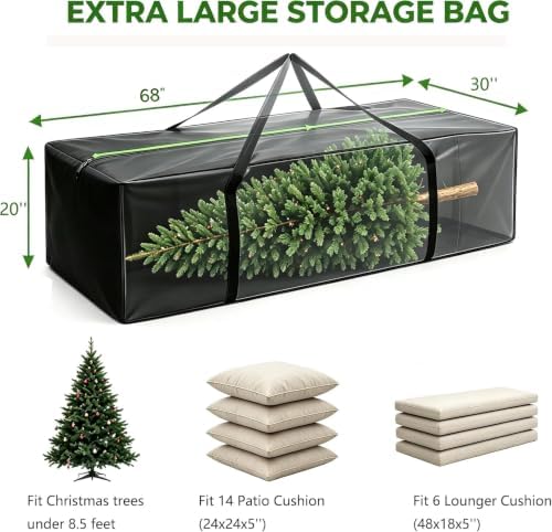4 Pack Outdoor Cushion Storage Bag with Zipper Extra Large 68" x 30" x 20" - Image 5