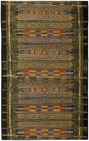 Liora Manne Marina Indoor/Outdoor Power Loomed Synthetic Blend Low Profile Area Rug - Traditional Geometric Casual Southwestern Colorful (Tribal Stripe Green) (2'7" x 4'3") - Image 3