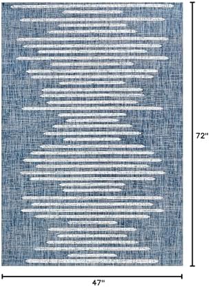 JONATHAN Y Stripe Geometric Indoor Outdoor Area Rug 4X6 Blue/Ivory, Zolak Berber for Backyard, Patio, Porch, Easy-Cleaning, High Traffic, Pet-Friendly, Non-Shedding (SMB124C-4) - Image 2