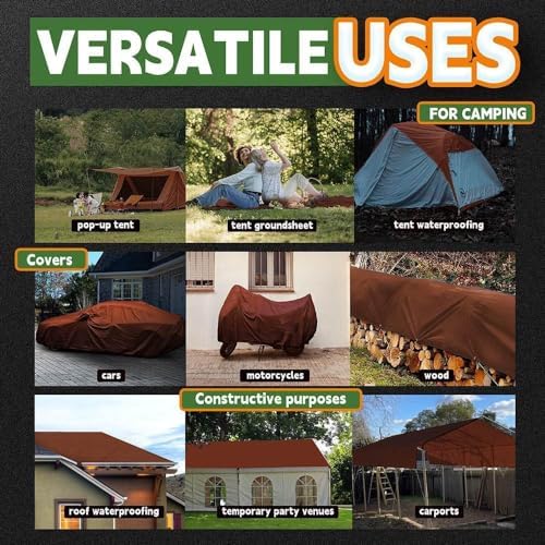 RAINDEWAY Tarp 8x12ft Brown Tarps Heavy Duty Waterproof 18Mil Extra Thick - Image 7