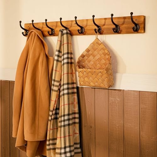 WEBI Rustic Coat Rack Wall Mount,35.43" Long 8 Cast Iron Coat Hooks Wall Mounted,Heavy Duty Wall Coat Hanger Hooks for Hanging Jacket,Clothes,Brown - Image 2