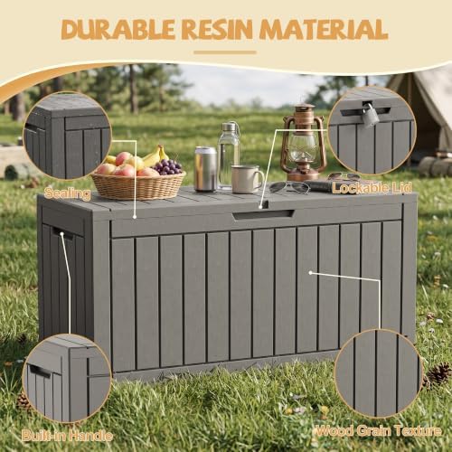 Outdoor Storage Box Waterproof, 180 Gal Gen 2 Resin Deck Box With Wheels - Image 3