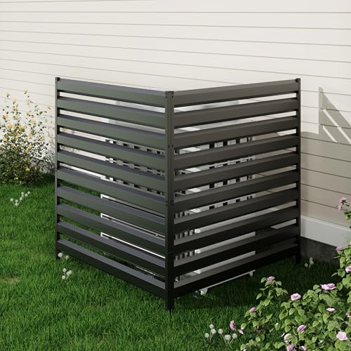 42” H x 38” W Air Conditioner Fence 2 Panels, Metal Privacy Fence Panels, Pool Equipment Enclosure, Trash Can Screens Fence Kit for Outside, Backyard, Patio, Garden(Black) by YEEZER
