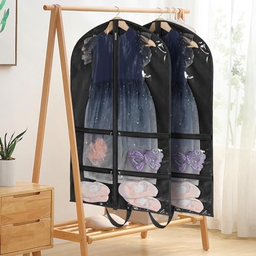 KEEGH 40 inch Clear Garment Bags for Dance Costumes, Black, 6 Pack - Image 5