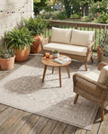 Rugs.com - Outdoor Aztec Rug – 8 Ft Square Light Gray Indoor/Outdoor Rug – Flatweave Geometric Area Rug for Patios, Decks, and Porches by Rugscom