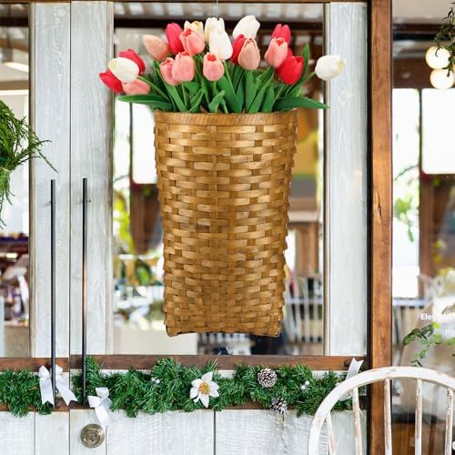 Domensi 15.5 x 10 x 7.5 Inch Front Door Basket Woven Wall Hanging Basket Hanging Storage Decor Farmhouse Decor Crafting DIY for Front Door(15.5 x 10 x 7.5 Inch,Classic Style) - Image 6
