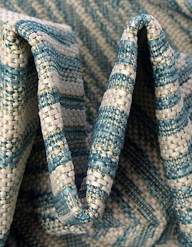 Unique Loom Outdoor Modern Collection Area Rug - Pool (4' 1" Round, Light Aqua/ Blue) - Image 5