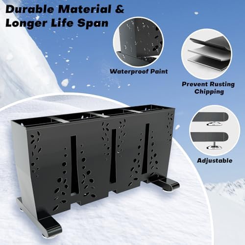 TOCRETOARE Heavy Duty Metal Ski Storage Rack, 4 Pair Freestanding Steel Ski Holder, Floor Stand Ski Organizer Rack, Snowboard Floor Stand Organizer for Garage and Home - Image 3