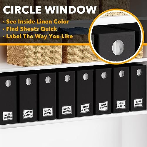 SpaceAid 10 Pack Bed Sheet Organizers and Storage, Foldable Sheet Organizer for Linen Closet, Sheets Set Folder Keeper with Window XL (Queen & King Size) Organizing Bedding Container, Black - Image 4