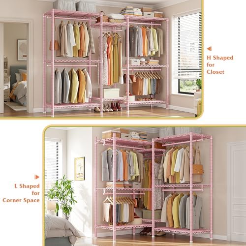Raybee Clothes Rack, L Shaped Portable Closets for Hanging Clothes, 900LBS - Image 4