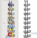 Hongtamoya 8 Tier Over The Door Organizer, Adjustable Hanging Door Organizer with 8 Wire Baskets 6 Hooks, Behind The Door Storage for Pantry Closet Bedroom Bathroom Cabinet Kitchen Laundry Room, Black by Hongtamoya