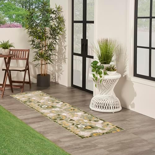 Nourison Home Aloha Ivory Green 2' x 6' Area Rug - Easy Clean, Non Shedding, Bed Room, Living Room, Dining Room, Kitchen (6' Runner) - Image 3