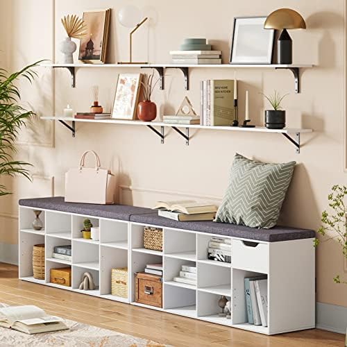 DINZI LVJ Long Wall Shelves, 39.4Inch Wooden Wall Mounted Shelves, Set of 2 - Image 2