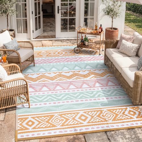 Lahome Waterproof Outdoor Rug 6x9, Reversible Outdoor Plastic Straw Rug by Lahome