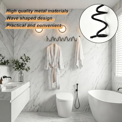 RRG Wavy Wall Mount Coat Rack,19 Inch Black Heavy Duty Wave Hook Strip - Image 5