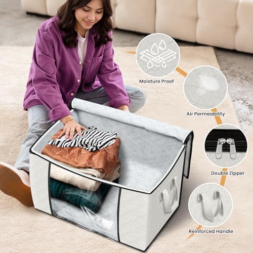 Fab totes 90L Clothes Storage, Foldable Thick Fabric Blanket Storage Bags - Image 4