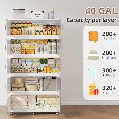 SAILUN 250Gal Extra Large Stackable Storage Bins with a Lid,White,4Pack - Image 2