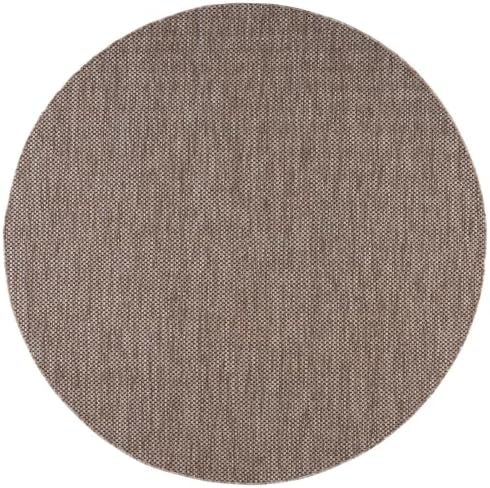 SAFAVIEH Courtyard Collection 7'1" Round Natural/Black CY8521 Indoor/ Outside Waterproof Easy cleansingPatio Backyard Mudroom Area Mat - Image 2