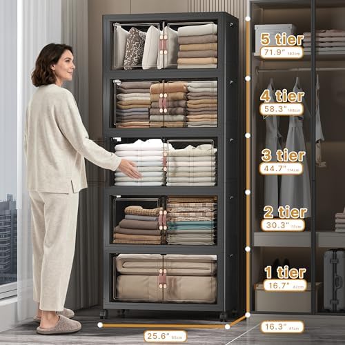 UAMFURI Stackable Storage Bins, 560QT Collapsible Drawers with 1 Lid - Image 2
