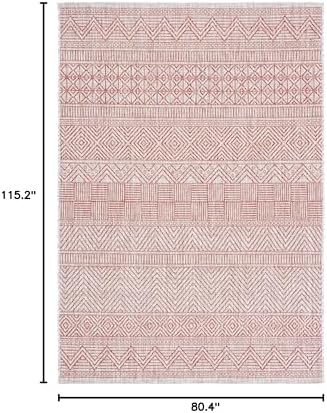 SAFAVIEH Washable Rug Outdoor Courtyard Collection - 6'7" x 9'6", Beige & Rust, Non-Shedding & Easy Cleaning, Ideal for Patio, Backyard, Mudroom (CY8196-36512) - Image 5